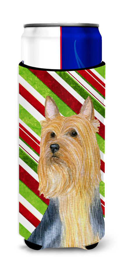 Candy Cane Holiday Christmas Design with Dog Ultra Hugger for slim cans