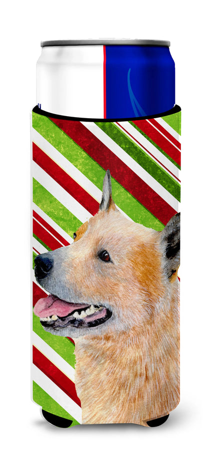 Candy Cane Holiday Christmas Design with Dog Ultra Hugger for slim cans