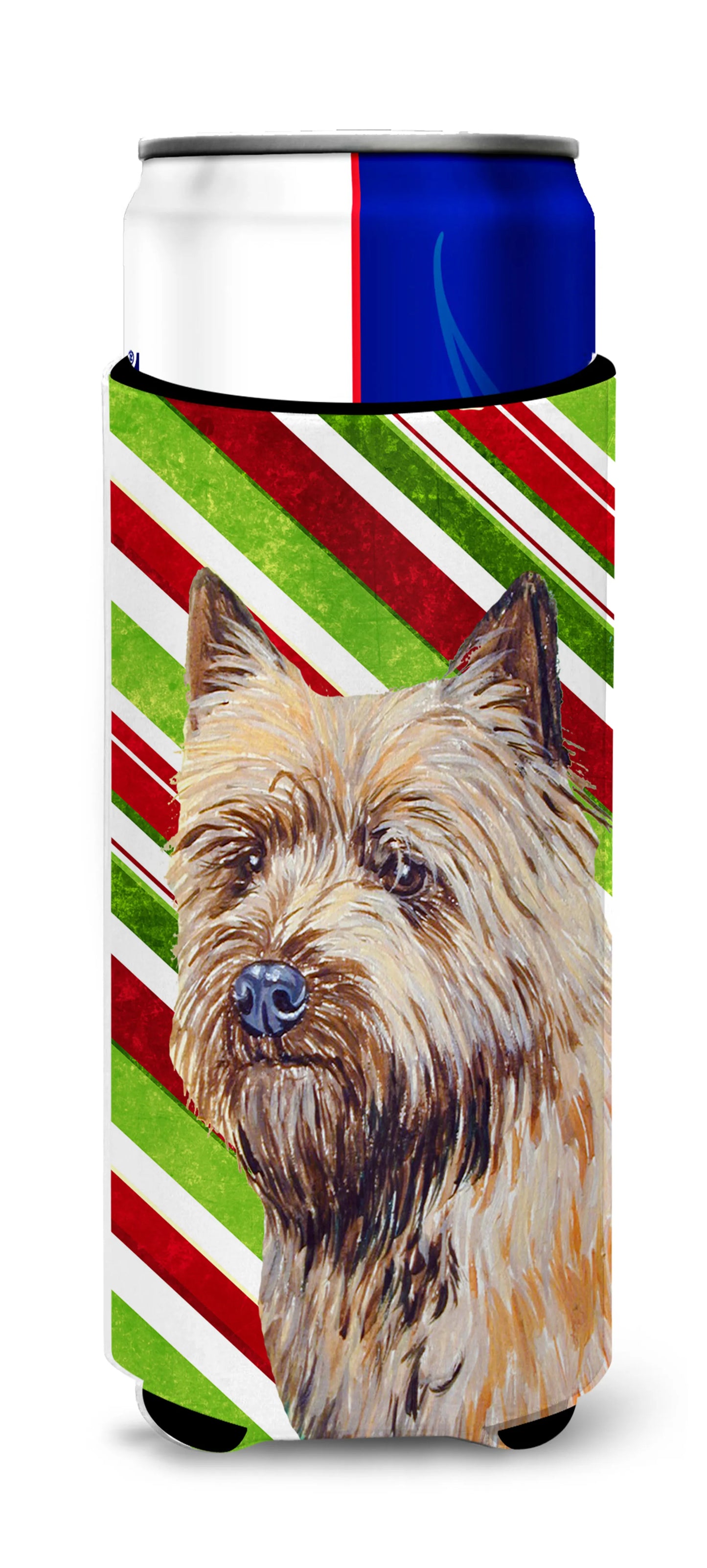 Candy Cane Holiday Christmas Design with Dog Ultra Hugger for slim cans