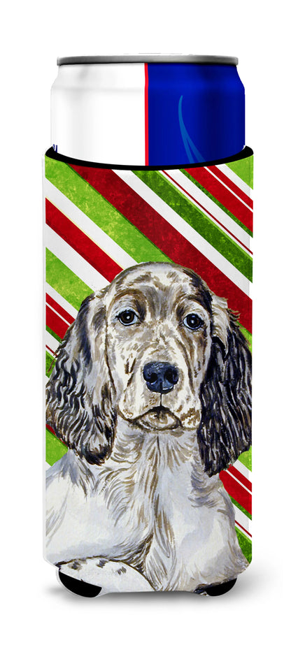 Candy Cane Holiday Christmas Design with Dog Ultra Hugger for slim cans