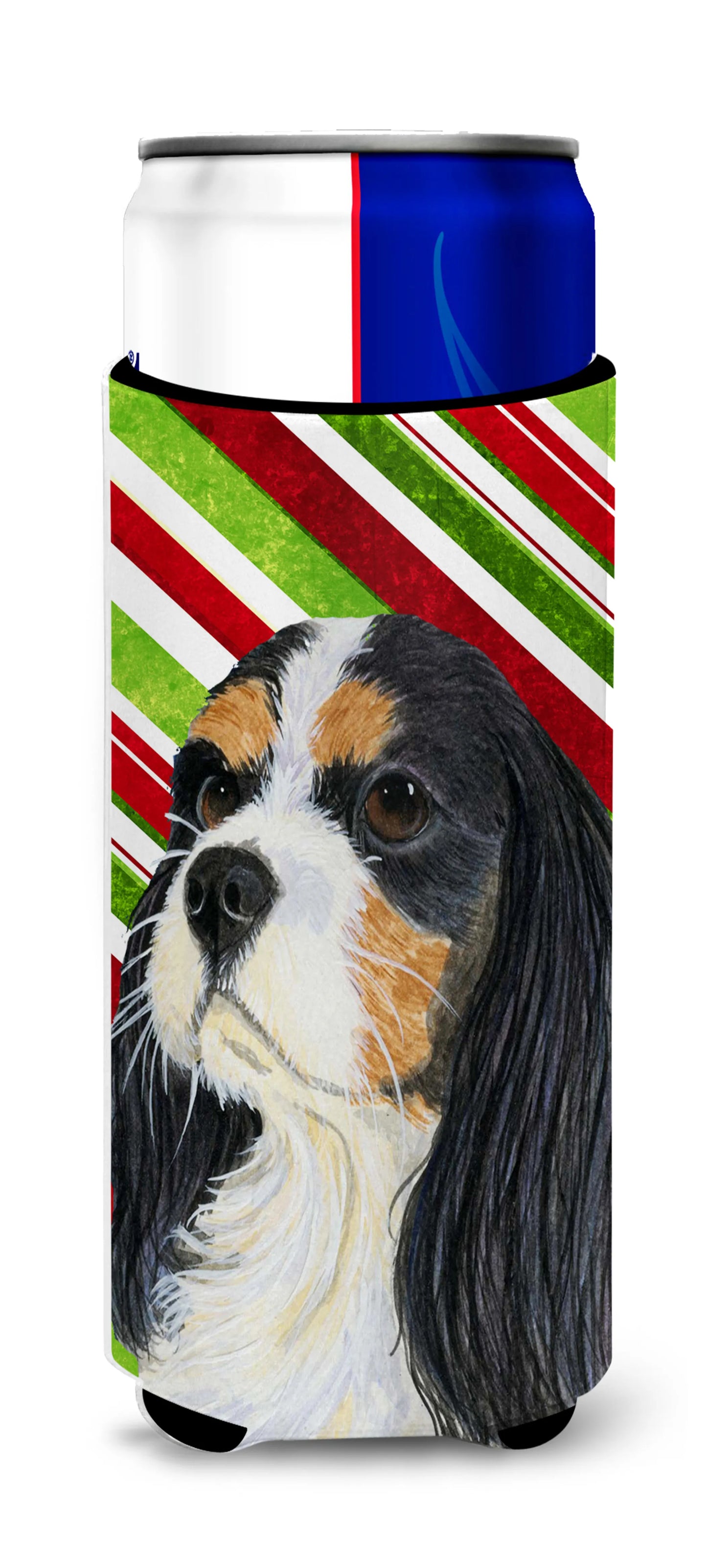 Candy Cane Holiday Christmas Design with Dog Ultra Hugger for slim cans