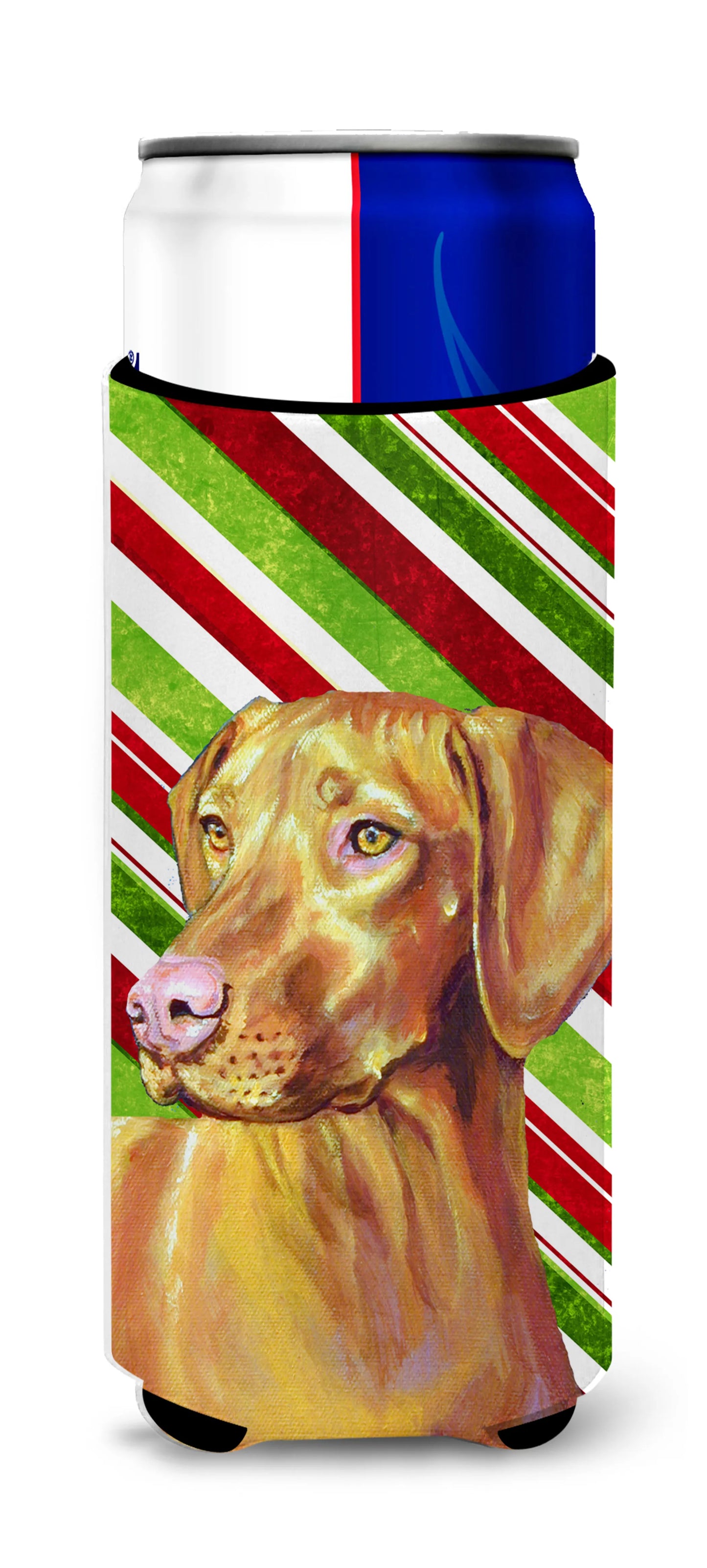 Candy Cane Holiday Christmas Design with Dog Ultra Hugger for slim cans