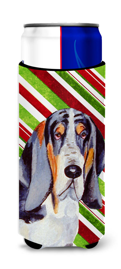 Candy Cane Holiday Christmas Design with Dog Ultra Hugger for slim cans