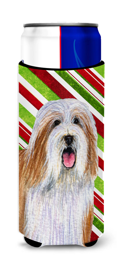 Candy Cane Holiday Christmas Design with Dog Ultra Hugger for slim cans