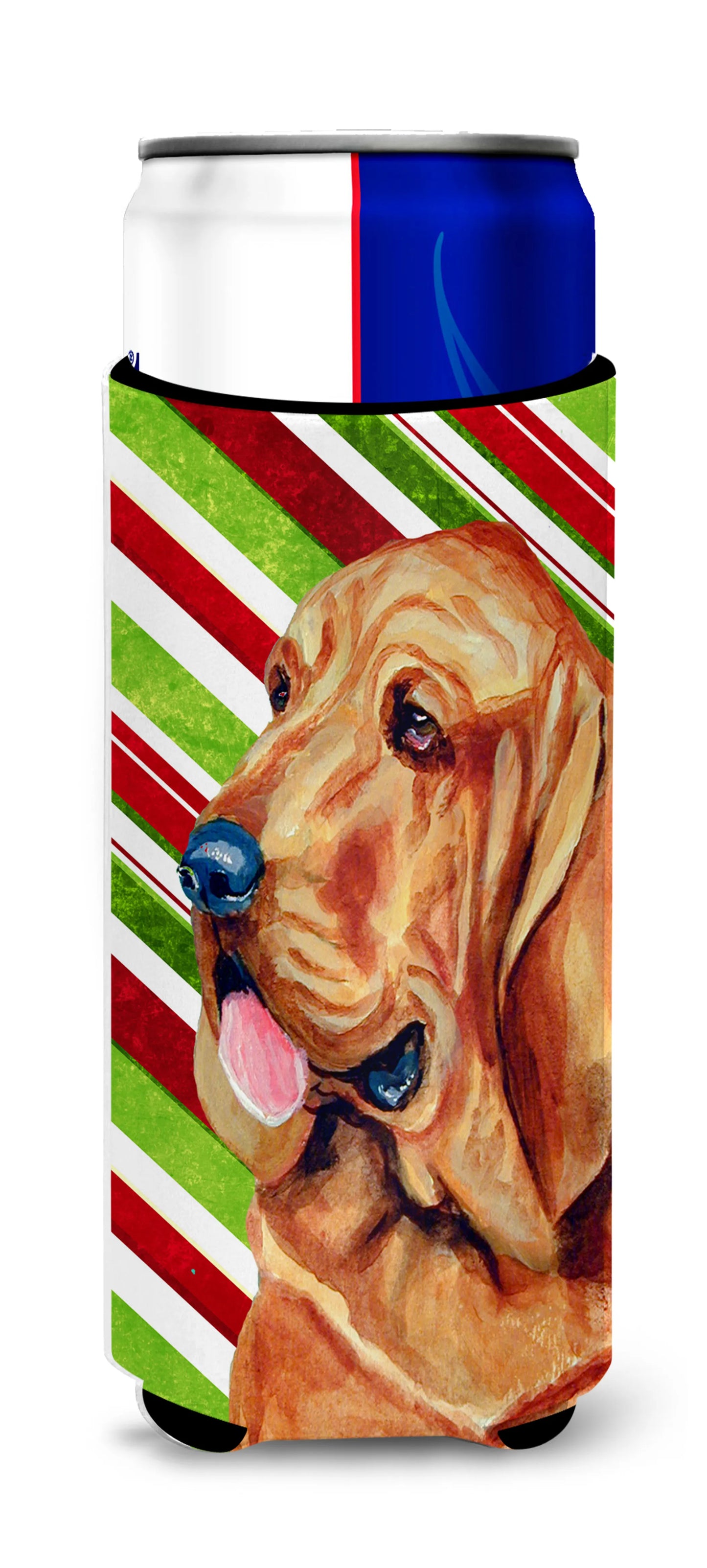 Candy Cane Holiday Christmas Design with Dog Ultra Hugger for slim cans