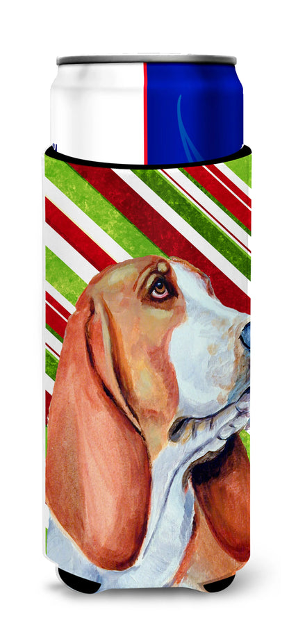 Candy Cane Holiday Christmas Design with Dog Ultra Hugger for slim cans