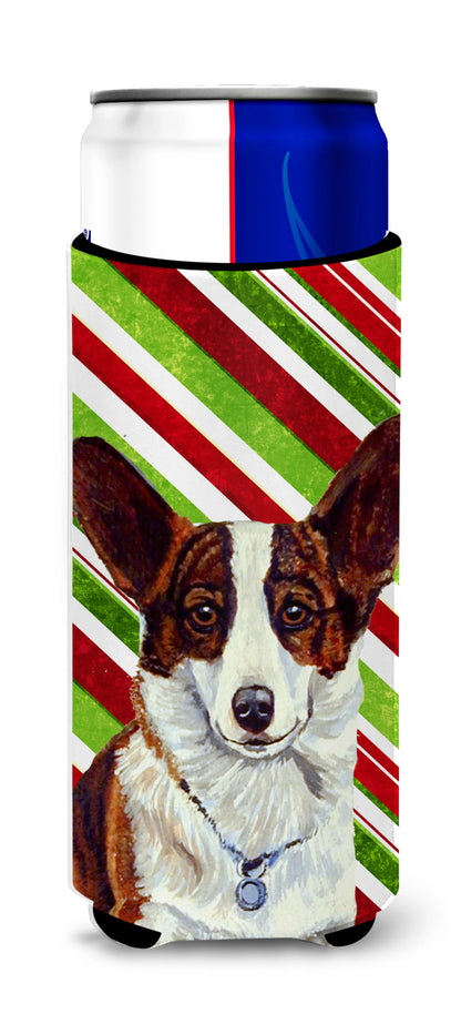 Candy Cane Holiday Christmas Design with Dog Ultra Hugger for slim cans