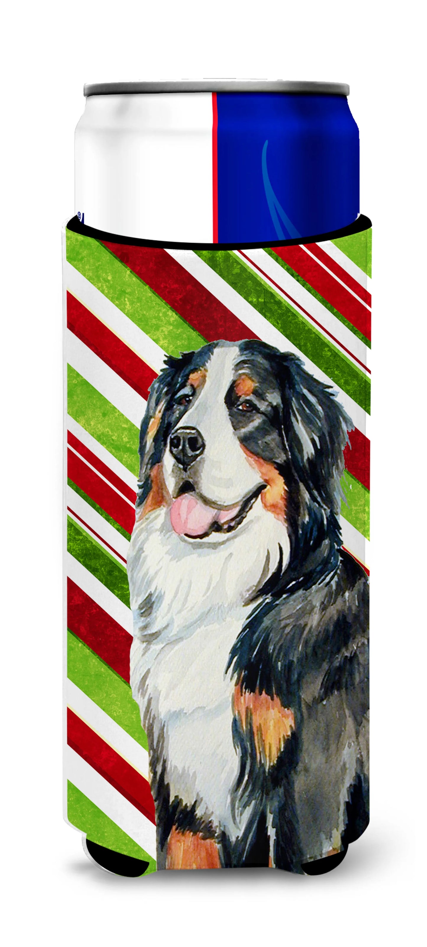 Candy Cane Holiday Christmas Design with Dog Ultra Hugger for slim cans