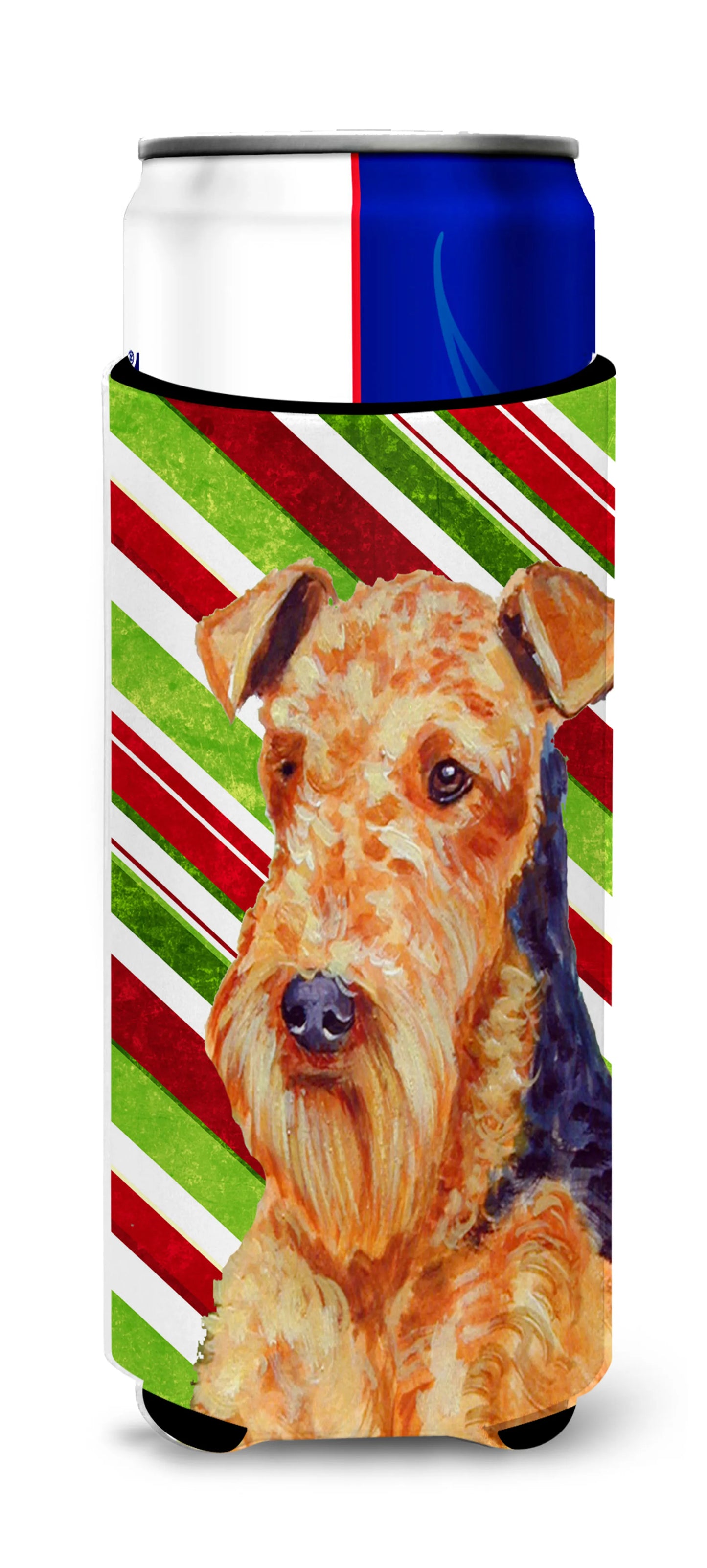 Candy Cane Holiday Christmas Design with Dog Ultra Hugger for slim cans