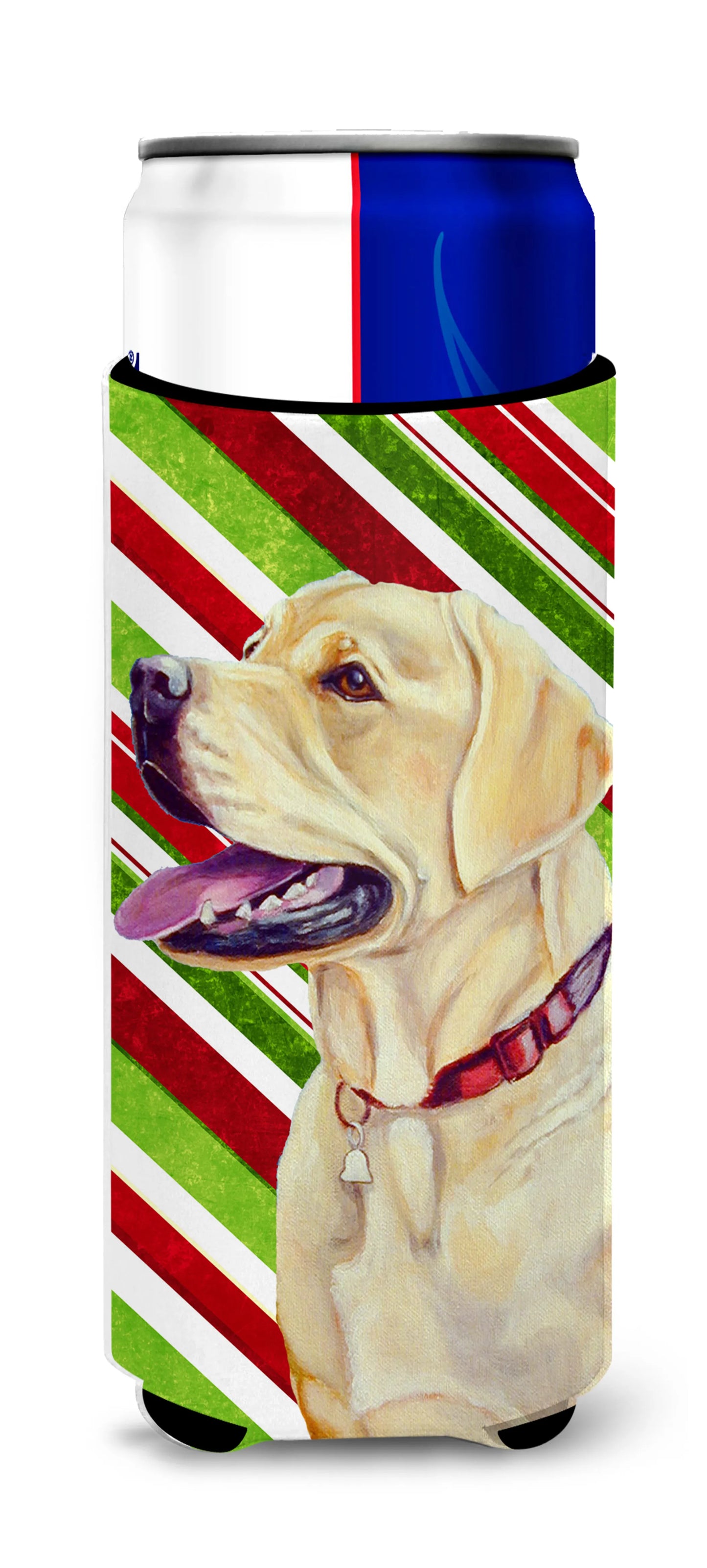 Candy Cane Holiday Christmas Design with Dog Ultra Hugger for slim cans