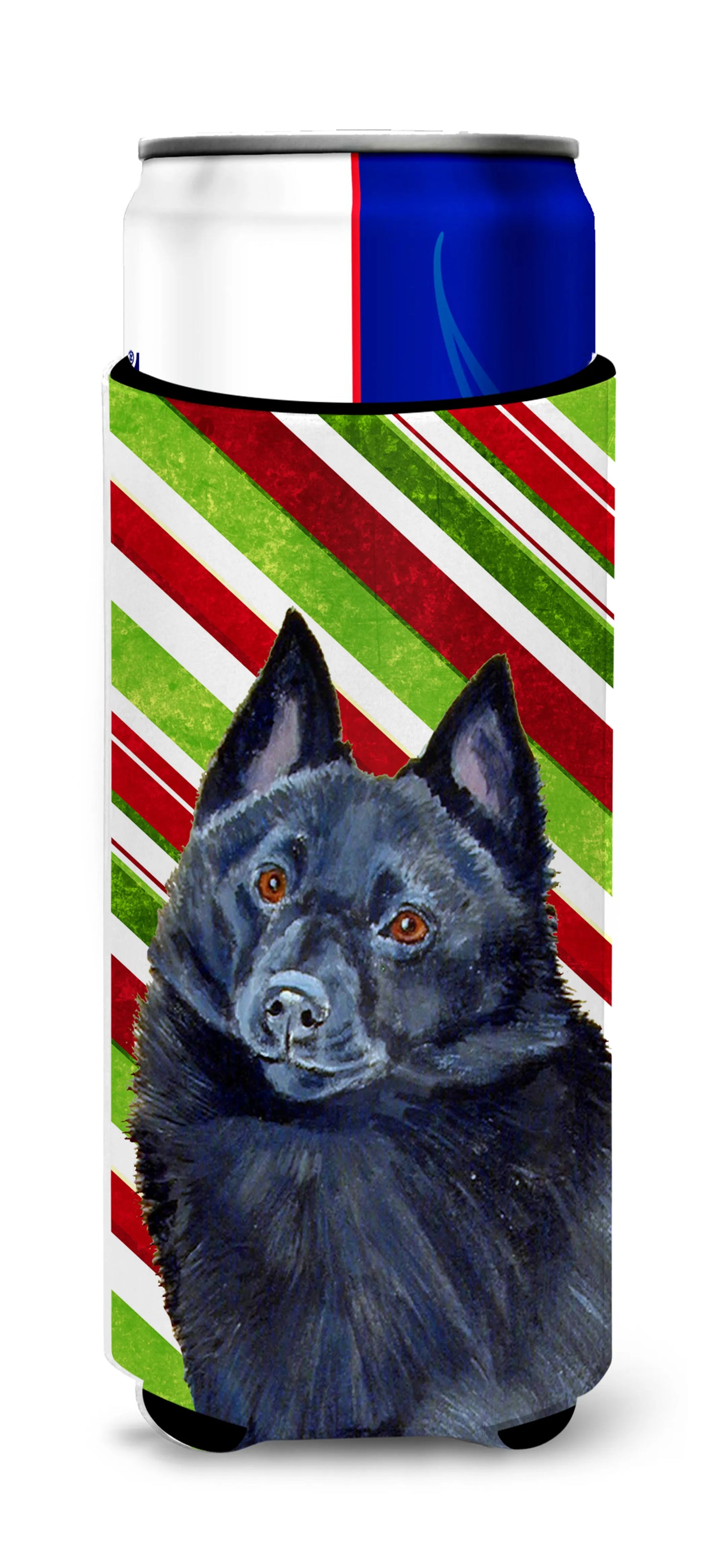 Candy Cane Holiday Christmas Design with Dog Ultra Hugger for slim cans