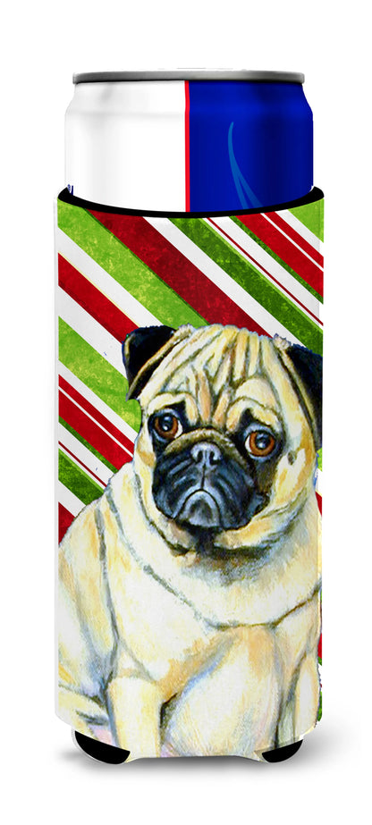 Candy Cane Holiday Christmas Design with Dog Ultra Hugger for slim cans