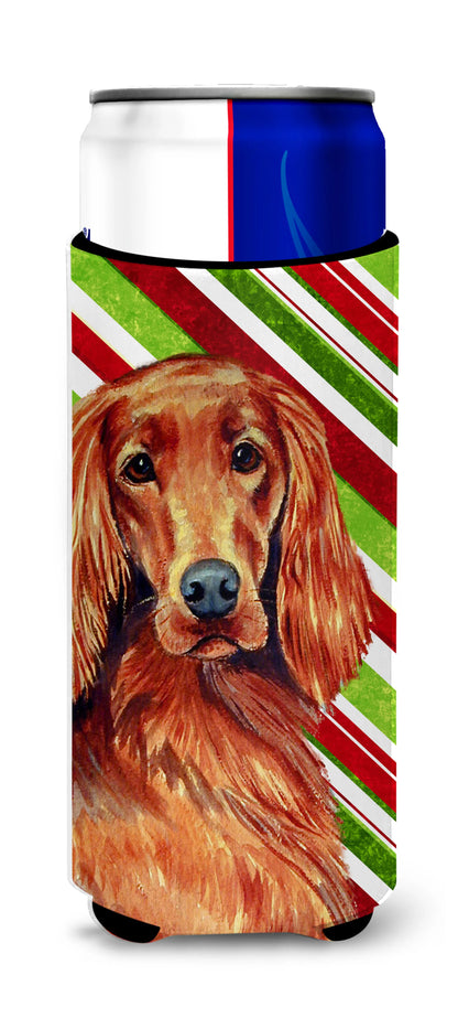 Candy Cane Holiday Christmas Design with Dog Ultra Hugger for slim cans