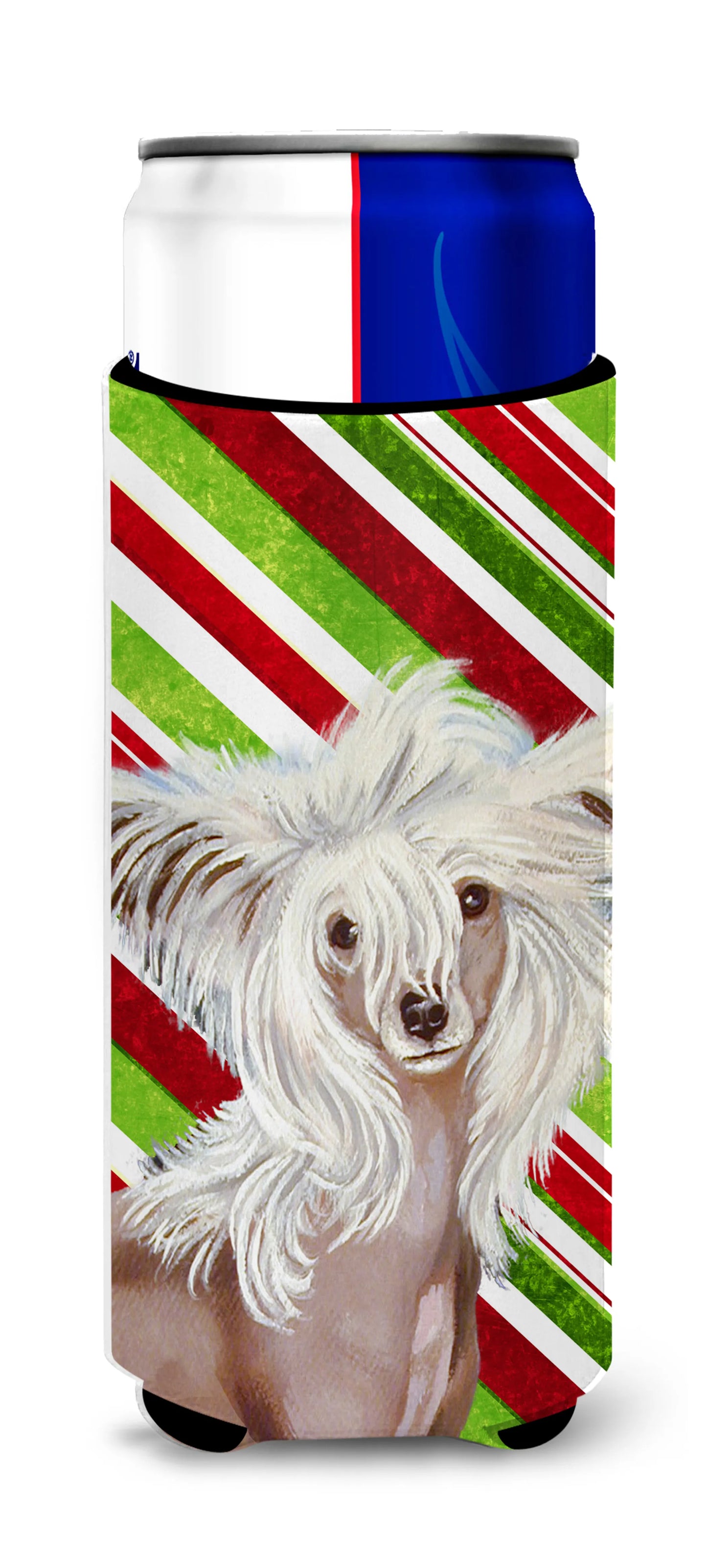 Candy Cane Holiday Christmas Design with Dog Ultra Hugger for slim cans