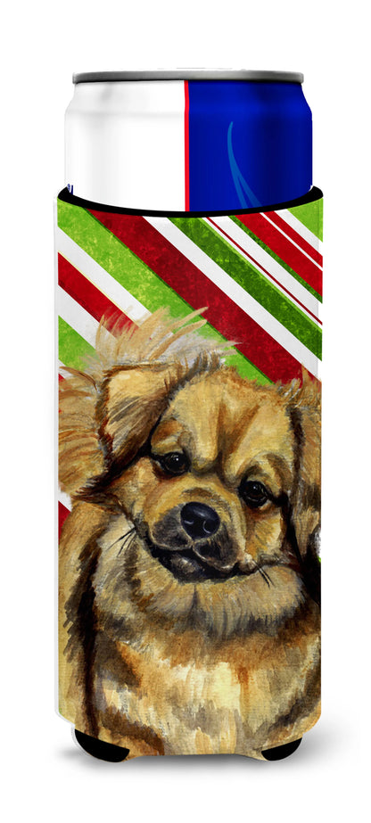 Candy Cane Holiday Christmas Design with Dog Ultra Hugger for slim cans