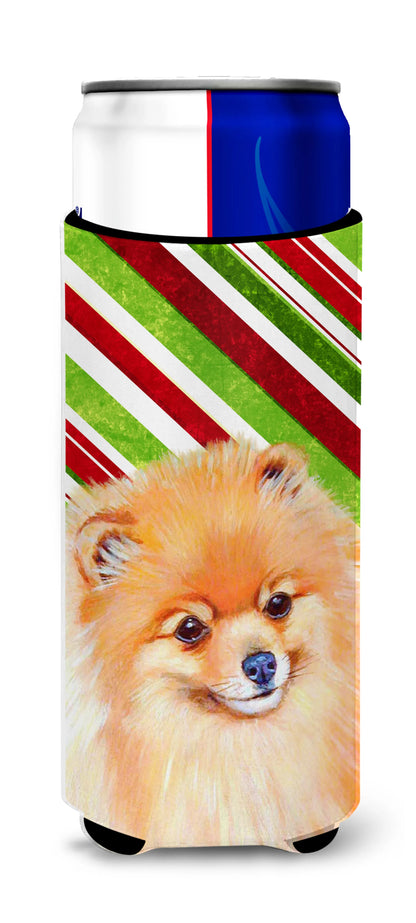 Candy Cane Holiday Christmas Design with Dog Ultra Hugger for slim cans