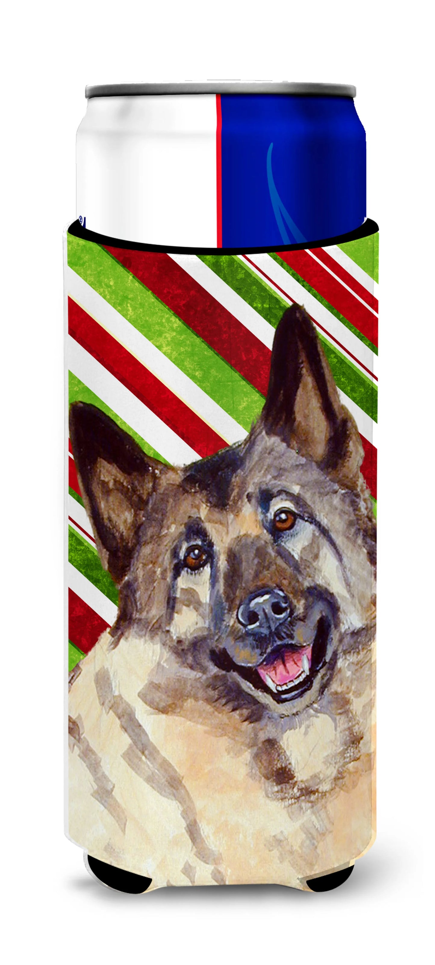 Candy Cane Holiday Christmas Design with Dog Ultra Hugger for slim cans