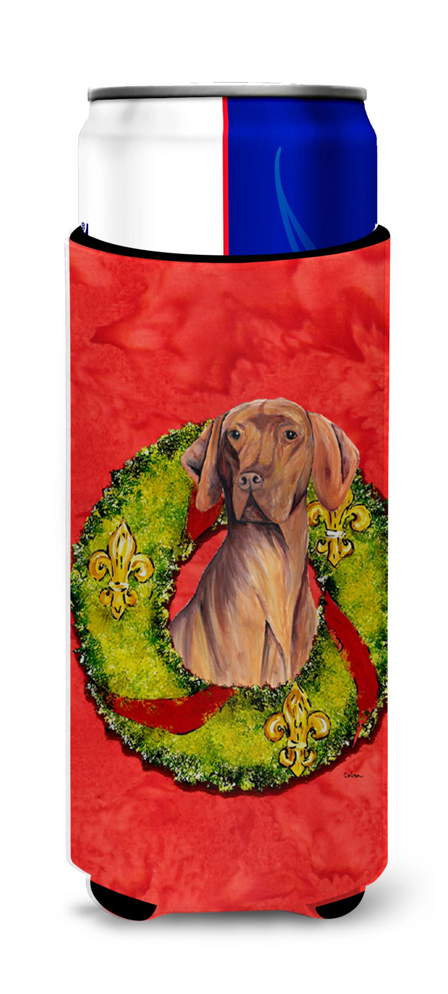 Christmas Wreath Design with Dog Ultra Hugger for slim cans