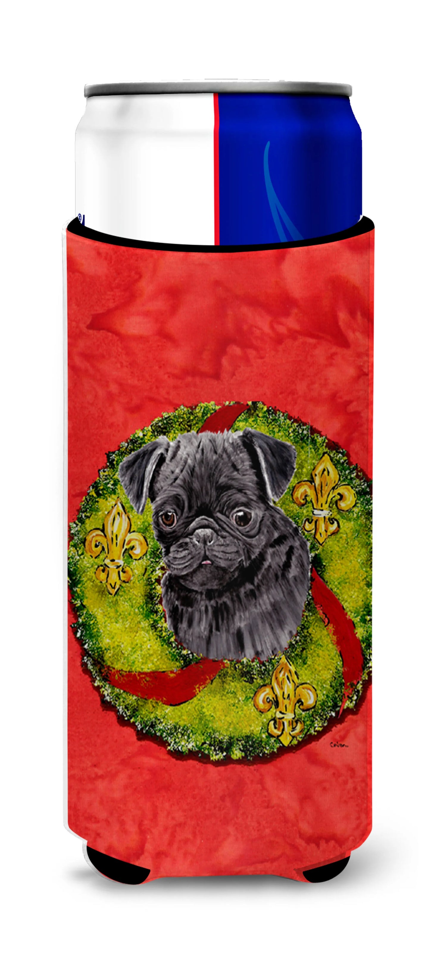 Christmas Wreath Design with Dog Ultra Hugger for slim cans