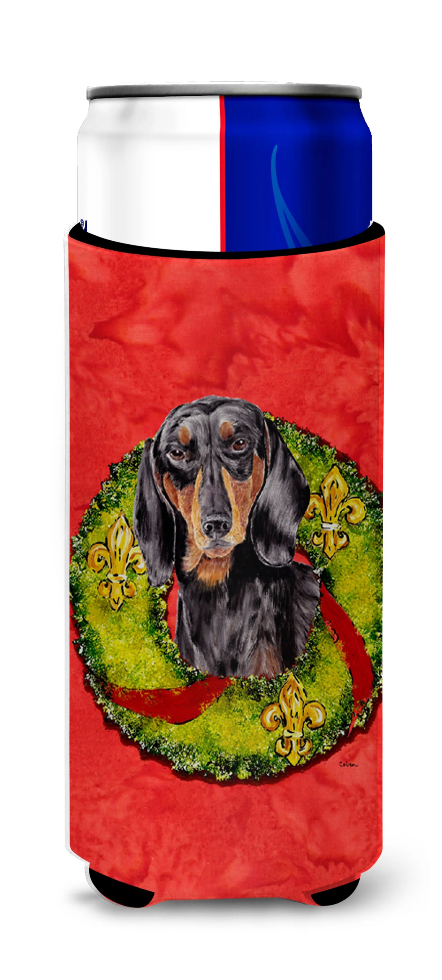 Christmas Wreath Design with Dog Ultra Hugger for slim cans