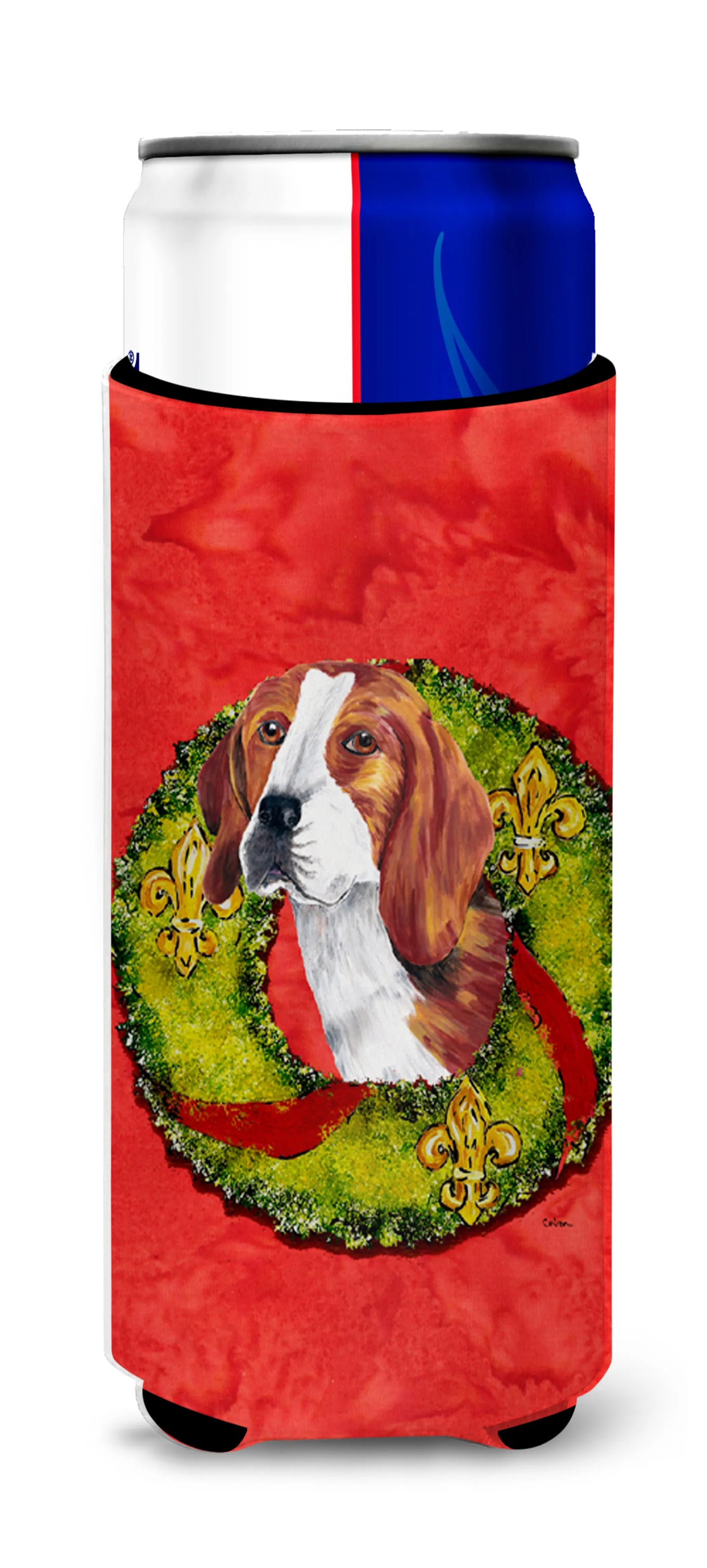 Christmas Wreath Design with Dog Ultra Hugger for slim cans