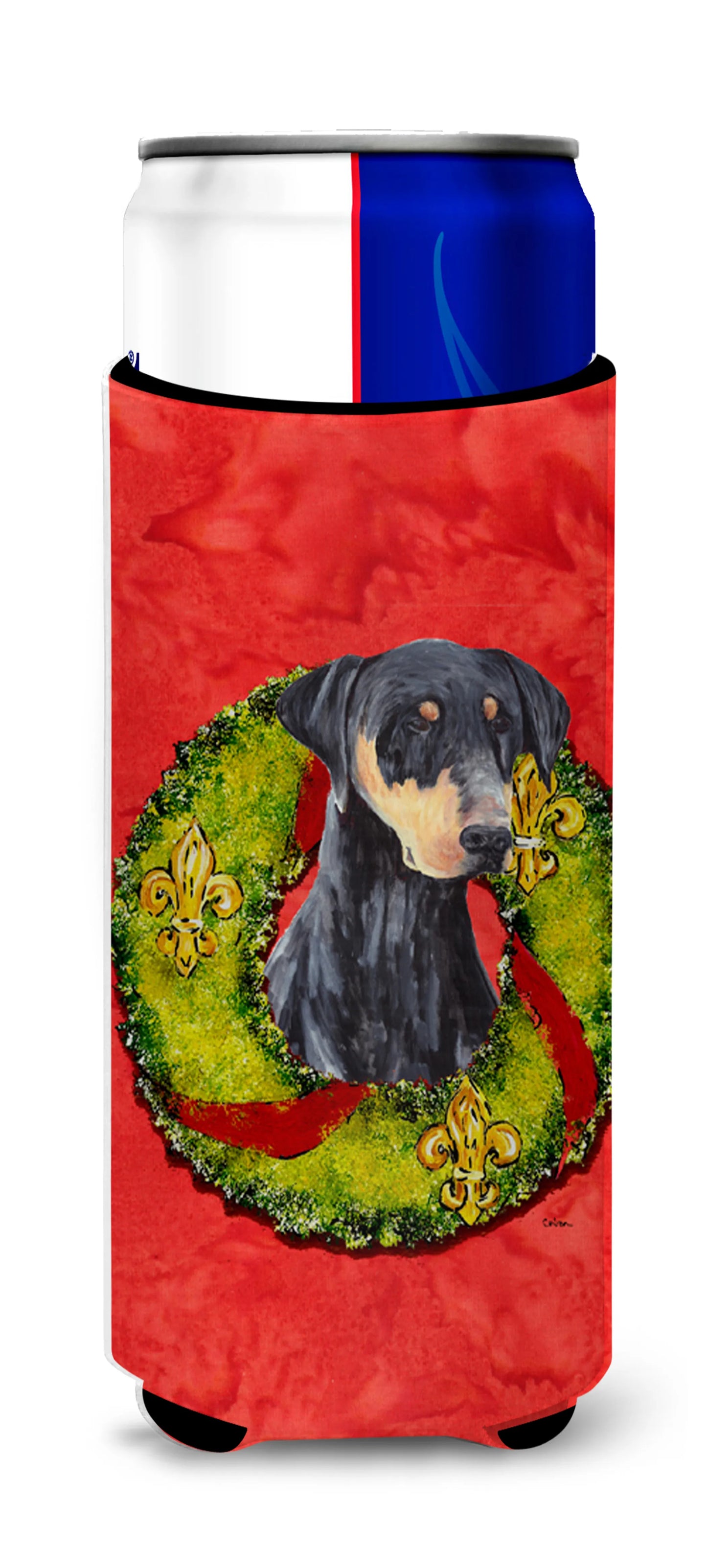 Christmas Wreath Design with Dog Ultra Hugger for slim cans