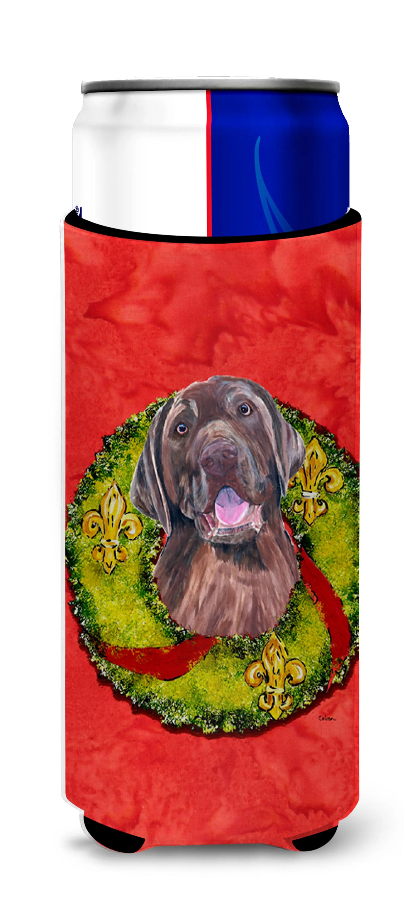 Christmas Wreath Design with Dog Ultra Hugger for slim cans