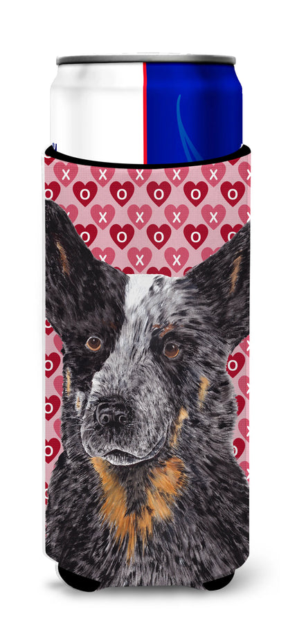 Hearts Love and Valentine's Day Design with Dog Ultra Hugger for slim cans