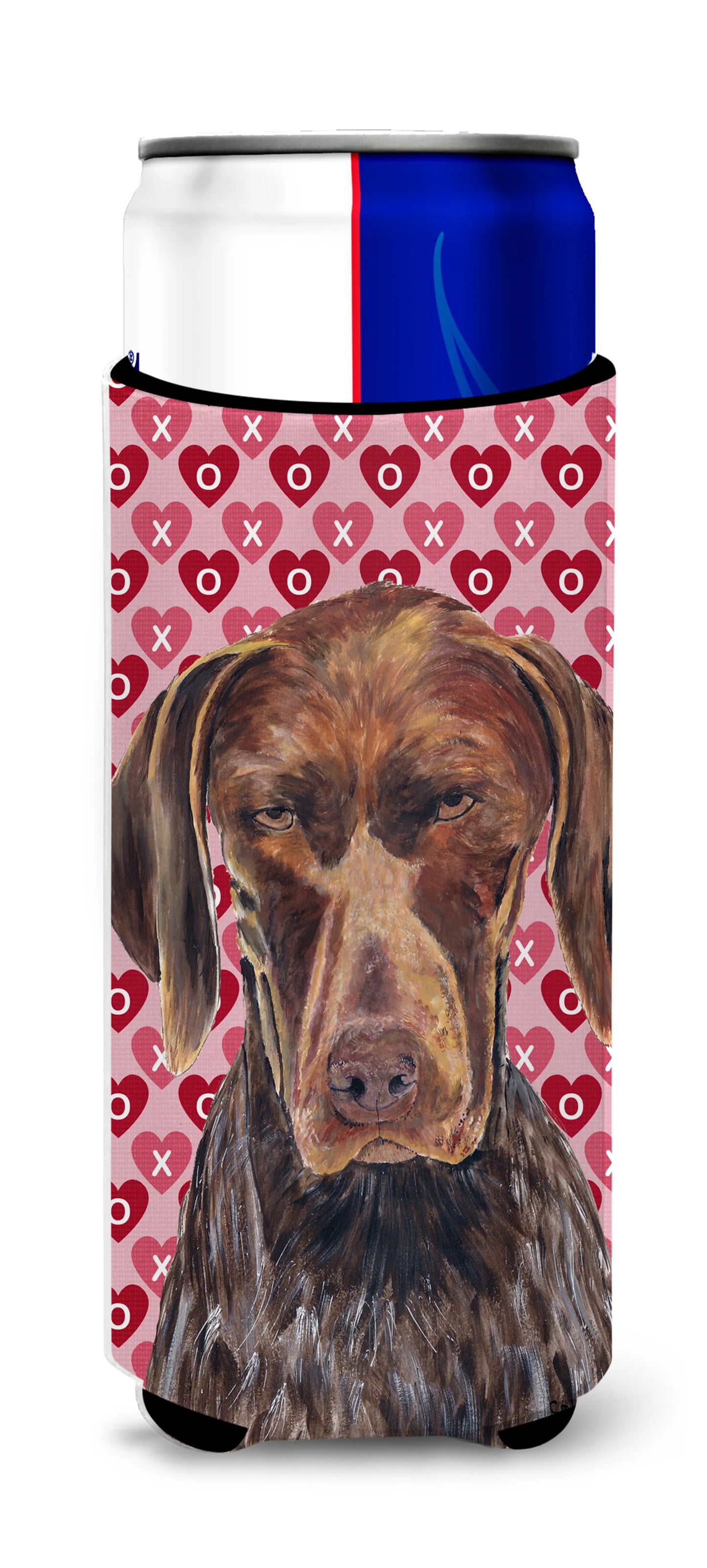 Hearts Love and Valentine's Day Design with Dog Ultra Hugger for slim cans