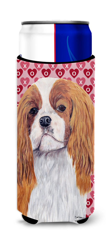 Hearts Love and Valentine's Day Design with Dog Ultra Hugger for slim cans