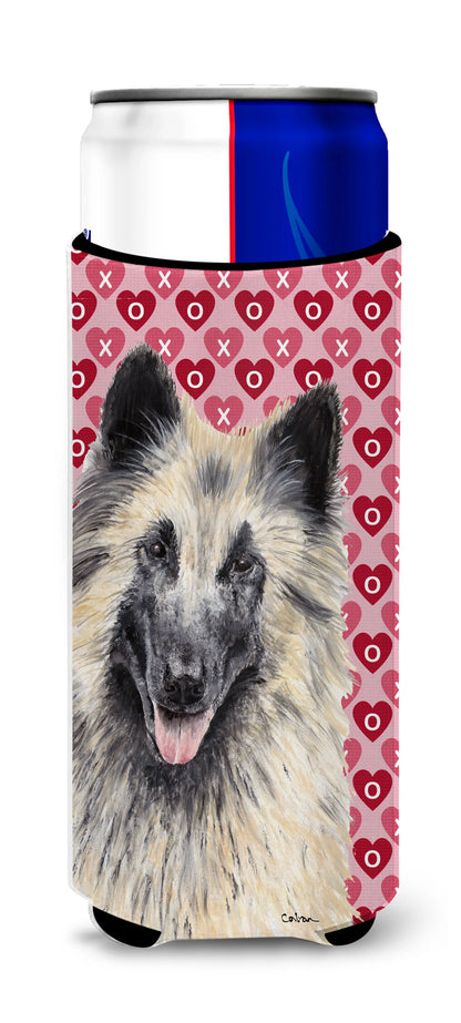 Hearts Love and Valentine's Day Design with Dog Ultra Hugger for slim cans