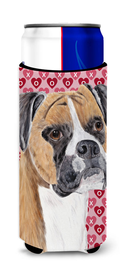 Hearts Love and Valentine's Day Design with Dog Ultra Hugger for slim cans