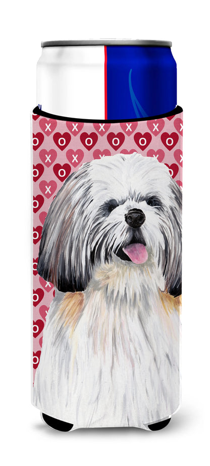 Hearts Love and Valentine's Day Design with Dog Ultra Hugger for slim cans