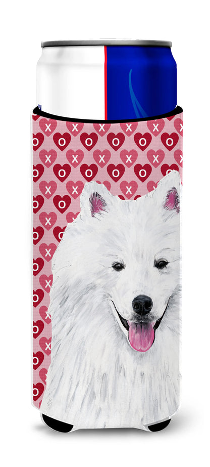 Hearts Love and Valentine's Day Design with Dog Ultra Hugger for slim cans