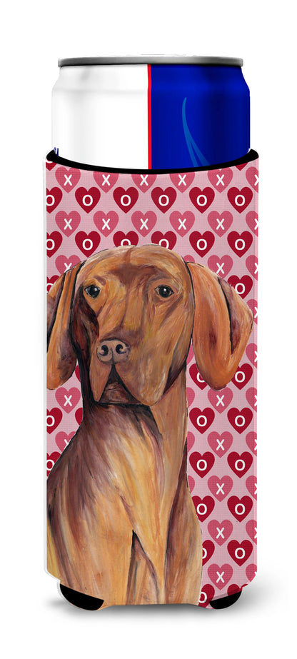 Hearts Love and Valentine's Day Design with Dog Ultra Hugger for slim cans