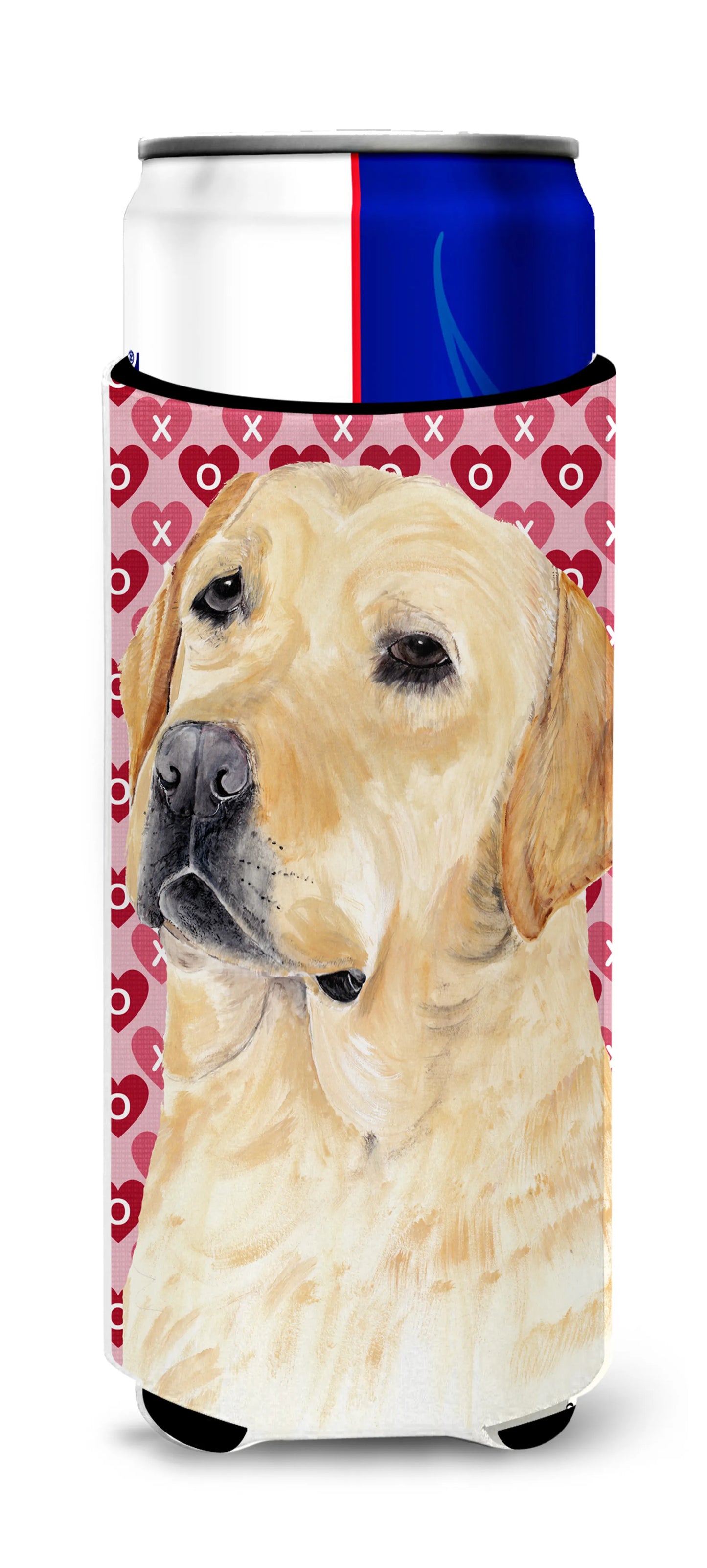 Hearts Love and Valentine's Day Design with Dog Ultra Hugger for slim cans