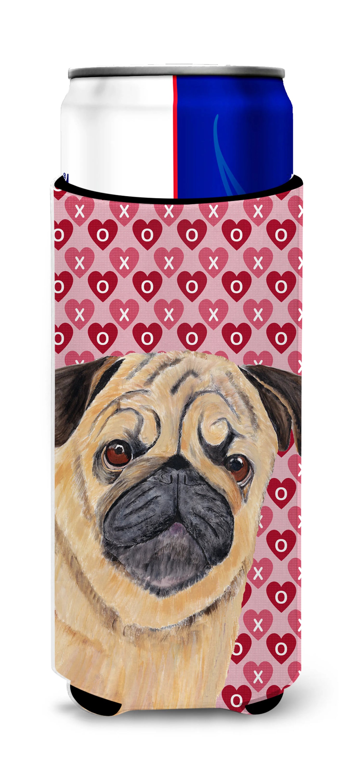 Hearts Love and Valentine's Day Design with Dog Ultra Hugger for slim cans