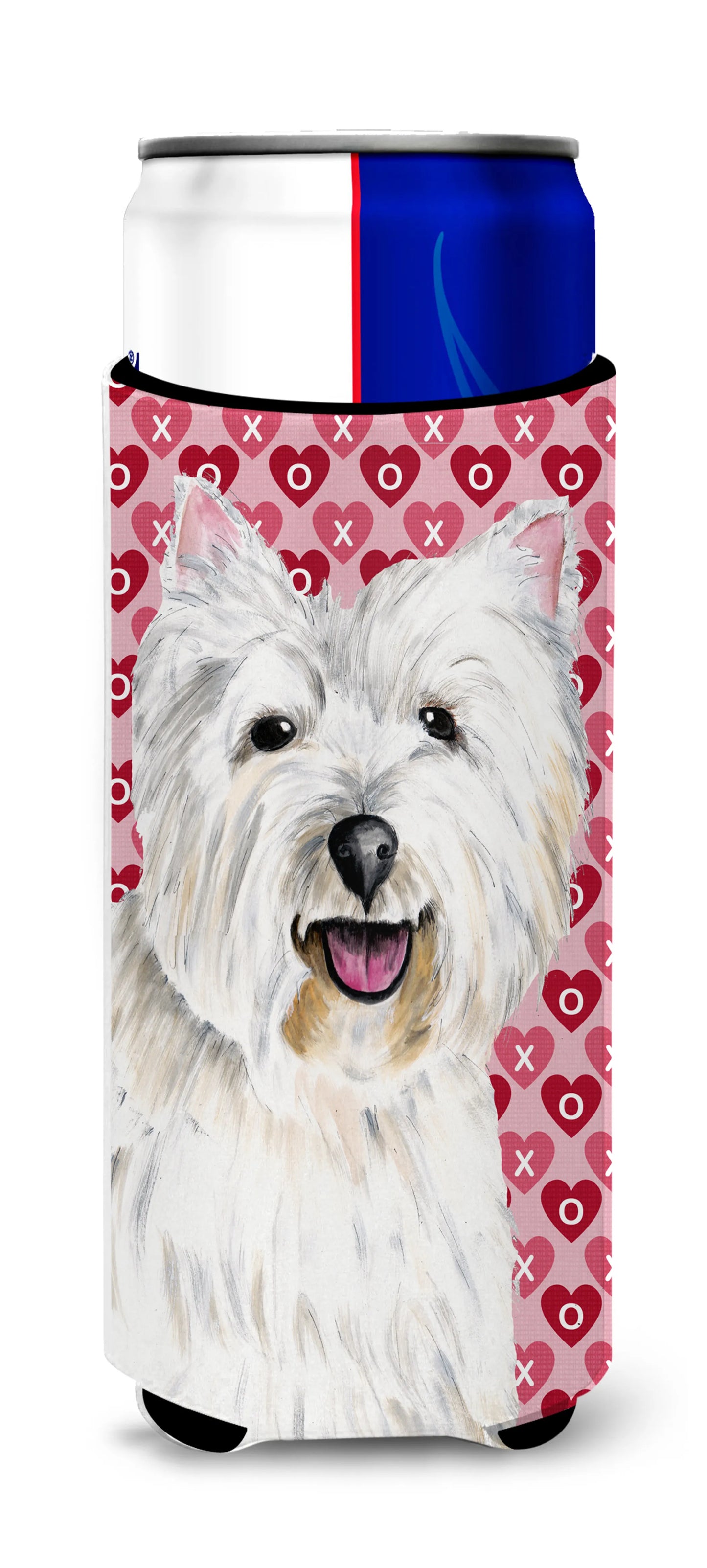 Hearts Love and Valentine's Day Design with Dog Ultra Hugger for slim cans