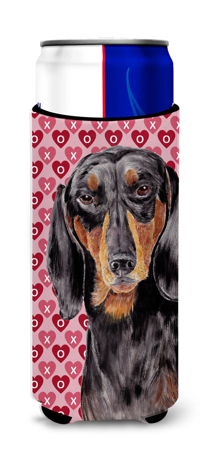 Hearts Love and Valentine's Day Design with Dog Ultra Hugger for slim cans