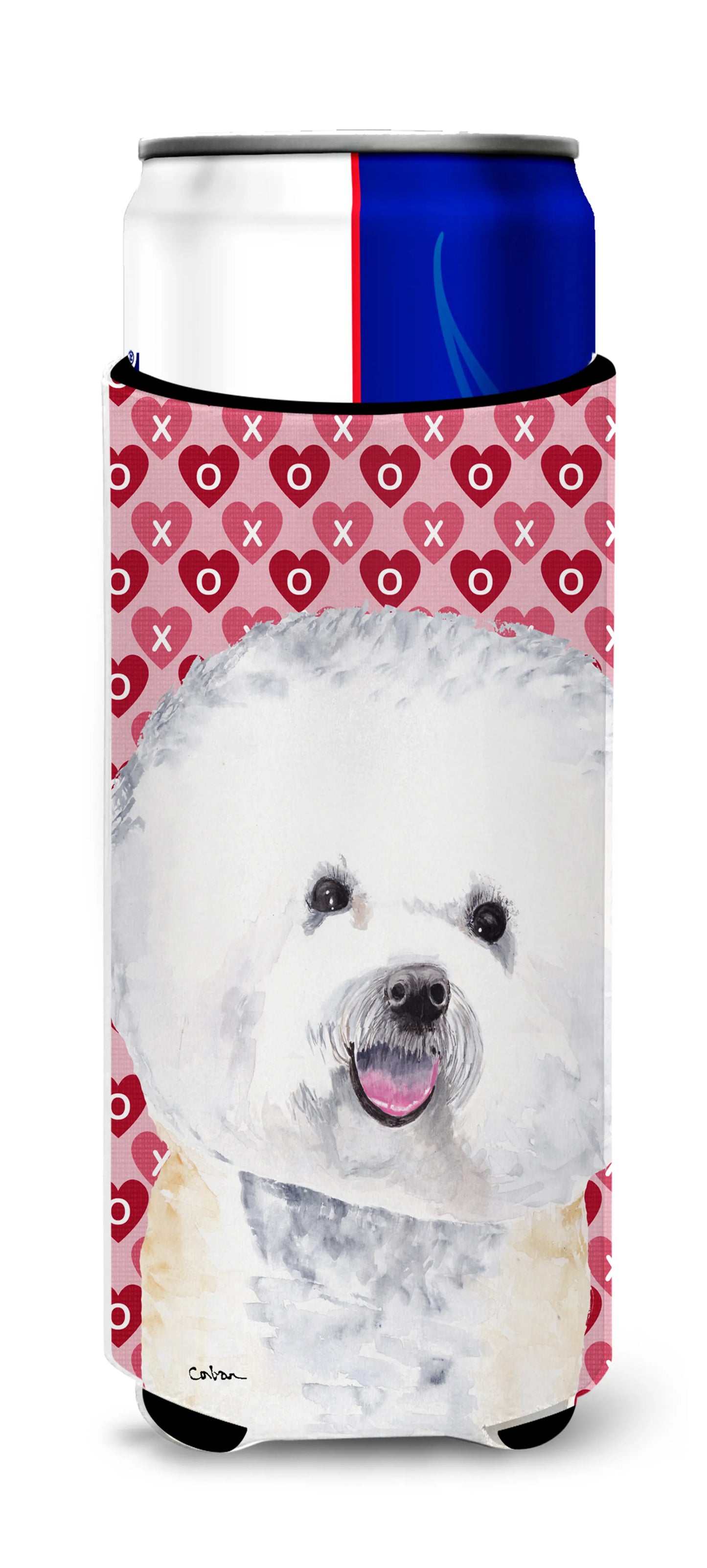 Hearts Love and Valentine's Day Design with Dog Ultra Hugger for slim cans