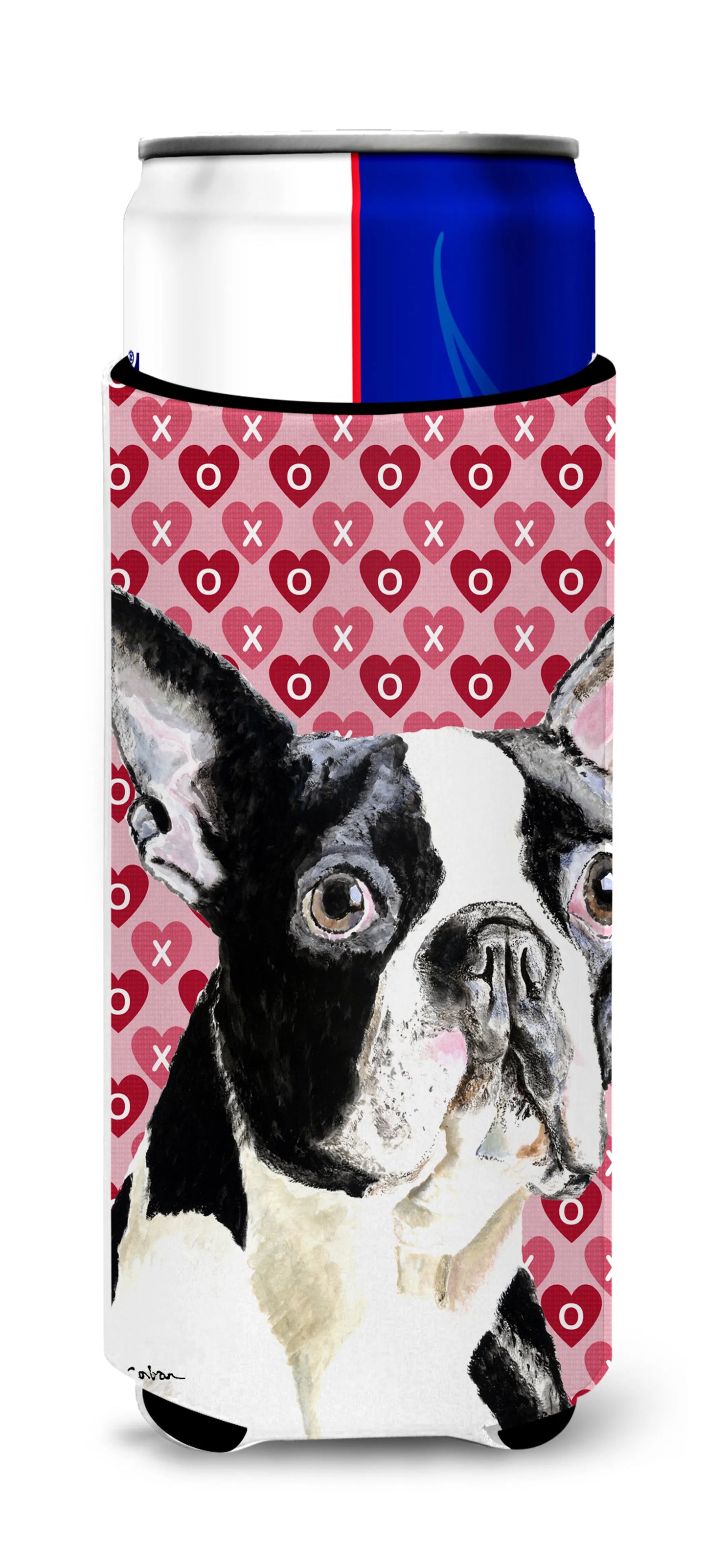 Hearts Love and Valentine's Day Design with Dog Ultra Hugger for slim cans