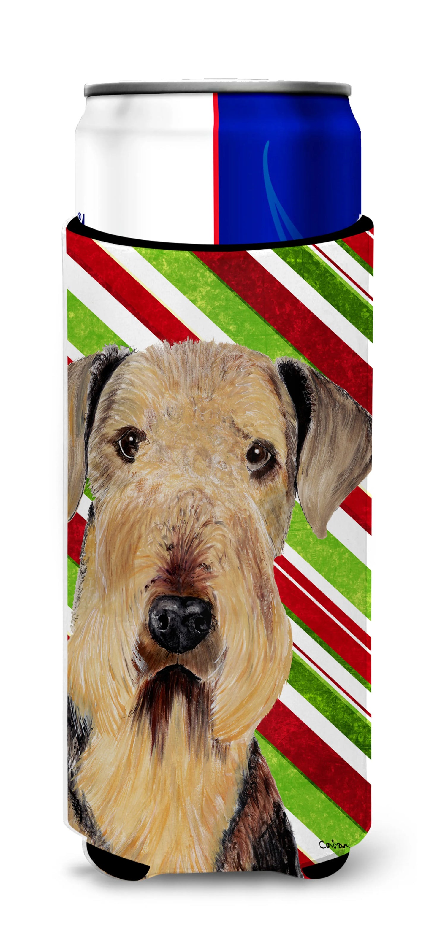 Candy Cane Christmas Design with Dog Ultra Hugger for slim cans