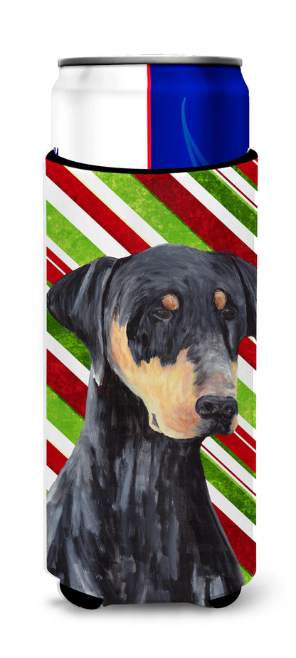 Candy Cane Christmas Design with Dog Ultra Hugger for slim cans