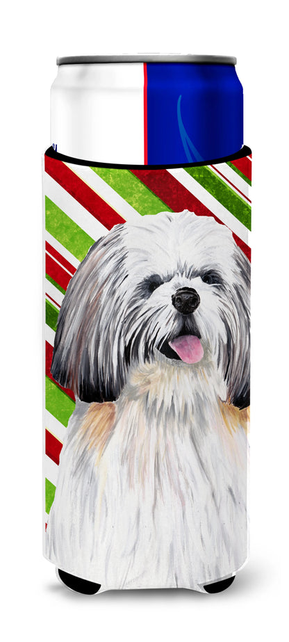 Candy Cane Christmas Design with Dog Ultra Hugger for slim cans