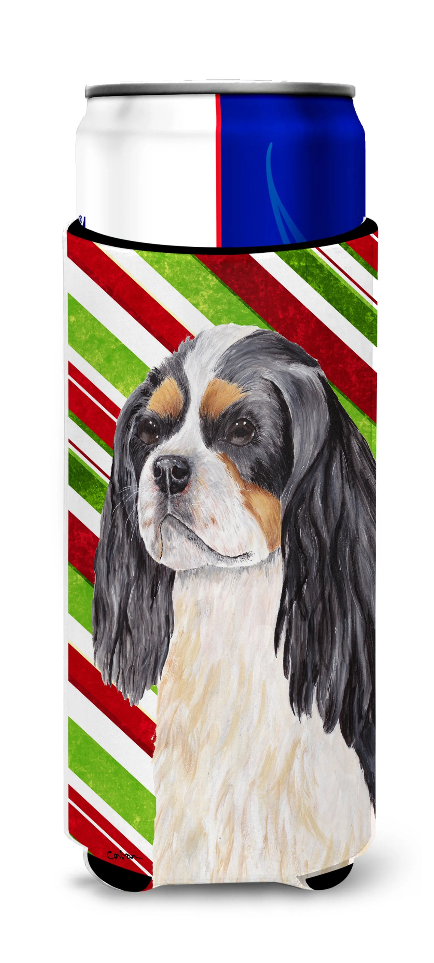 Candy Cane Christmas Design with Dog Ultra Hugger for slim cans