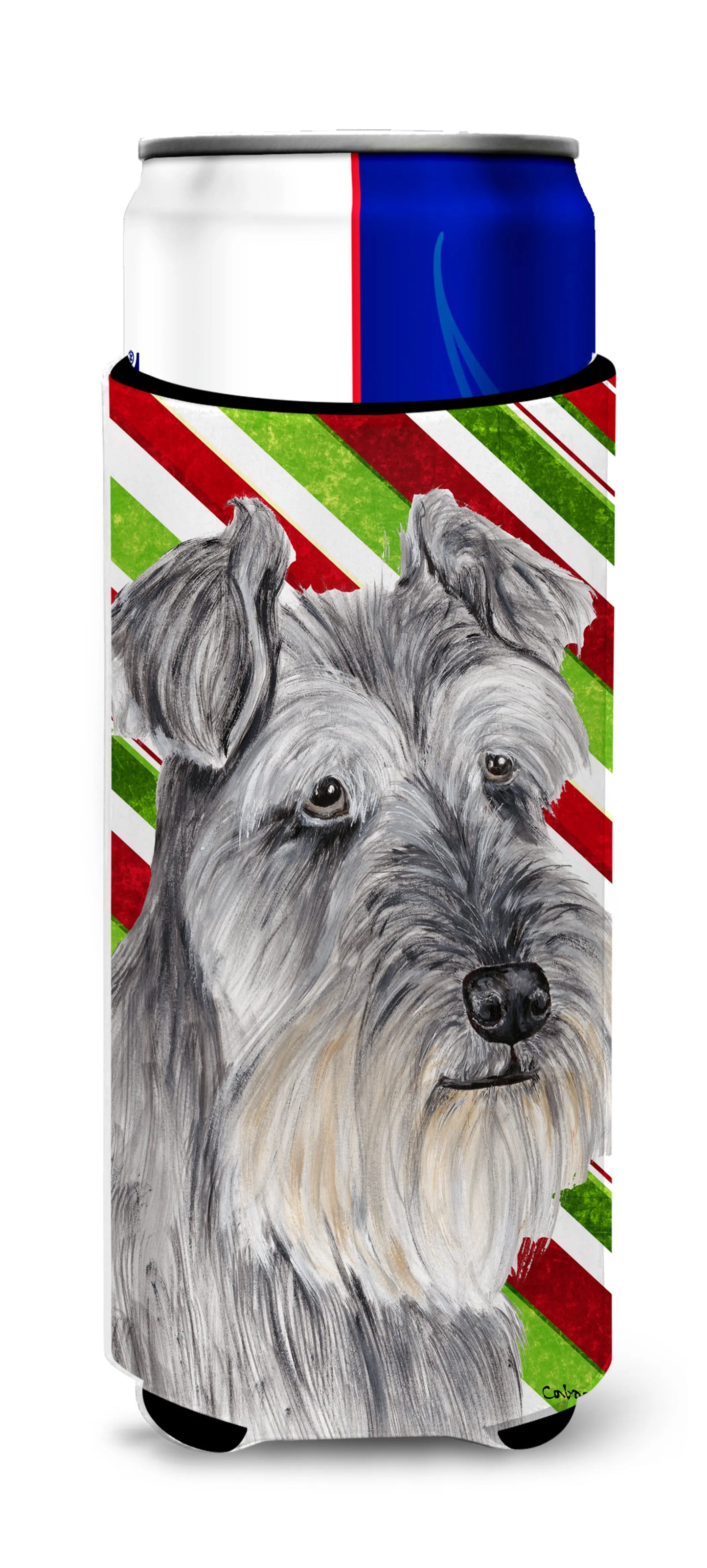 Candy Cane Christmas Design with Dog Ultra Hugger for slim cans