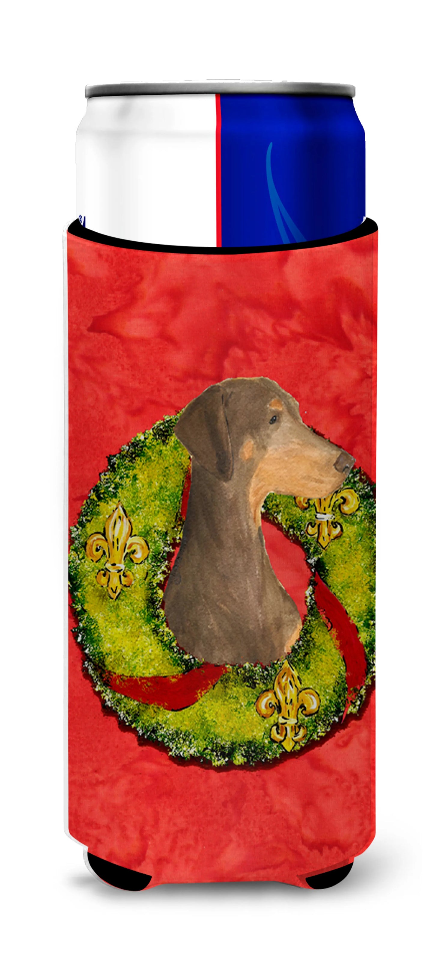 Christmas Wreath Design with Dog Ultra Hugger for slim cans