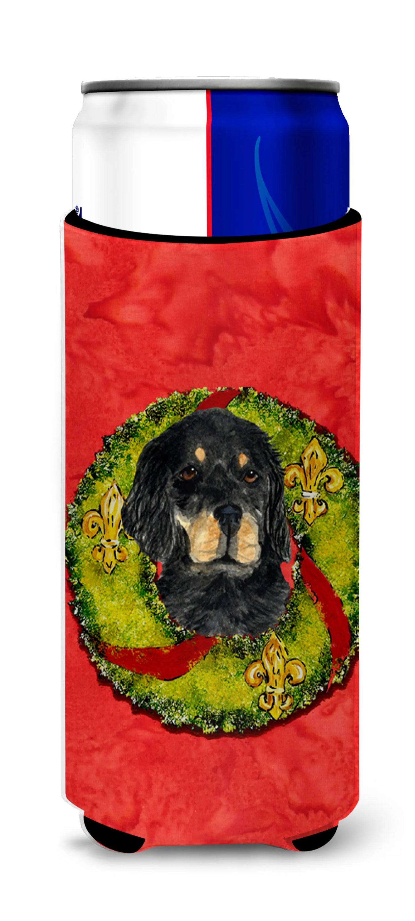 Christmas Wreath Design with Dog Ultra Hugger for slim cans