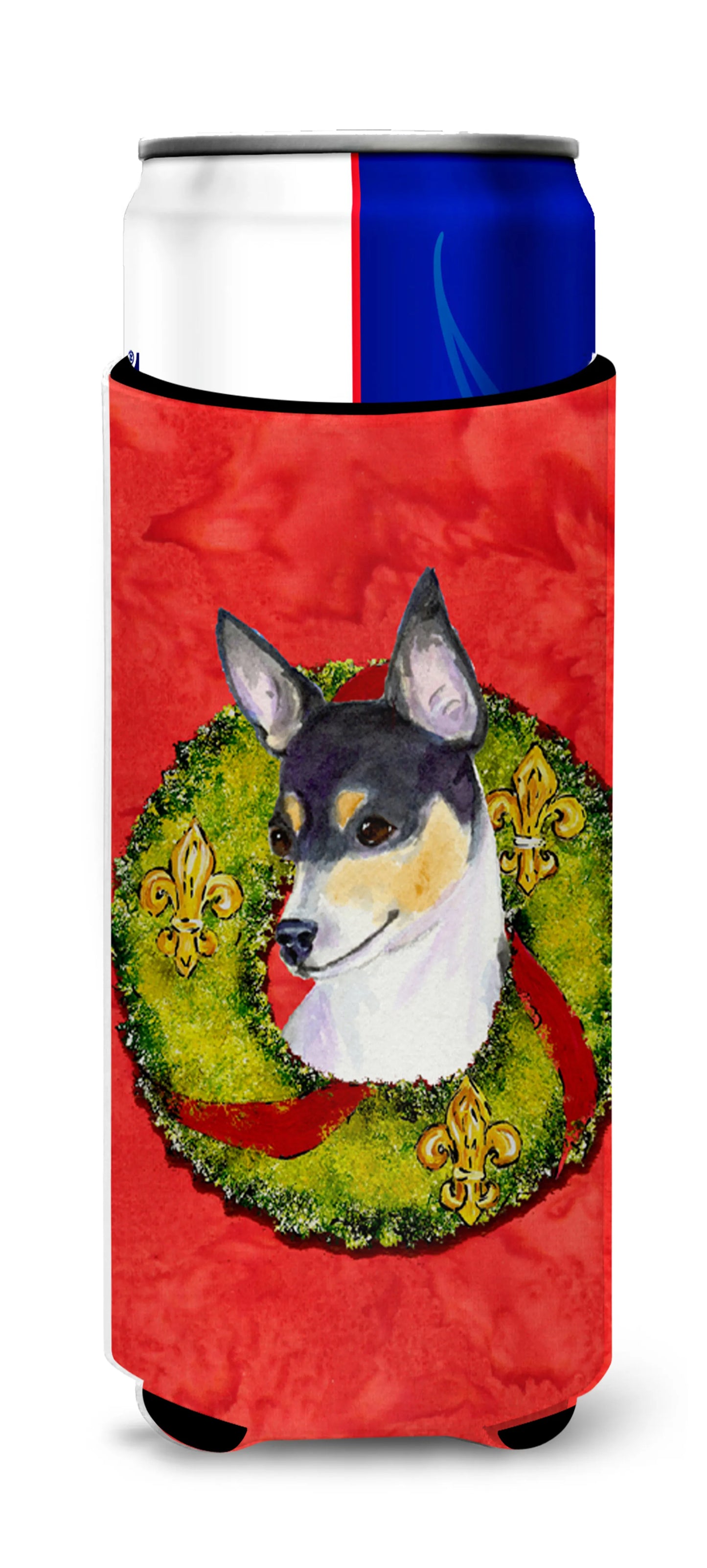 Christmas Wreath Design with Dog Ultra Hugger for slim cans