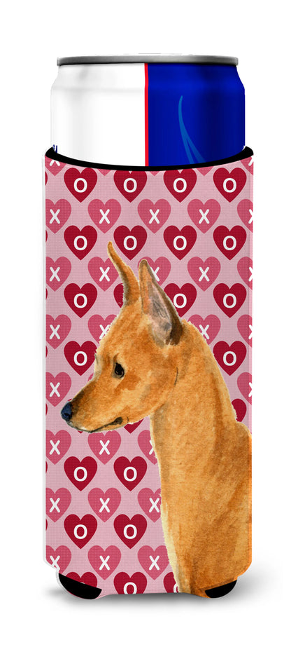 Hearts Love and Valentine's Day Design with Dog Ultra Hugger for slim cans